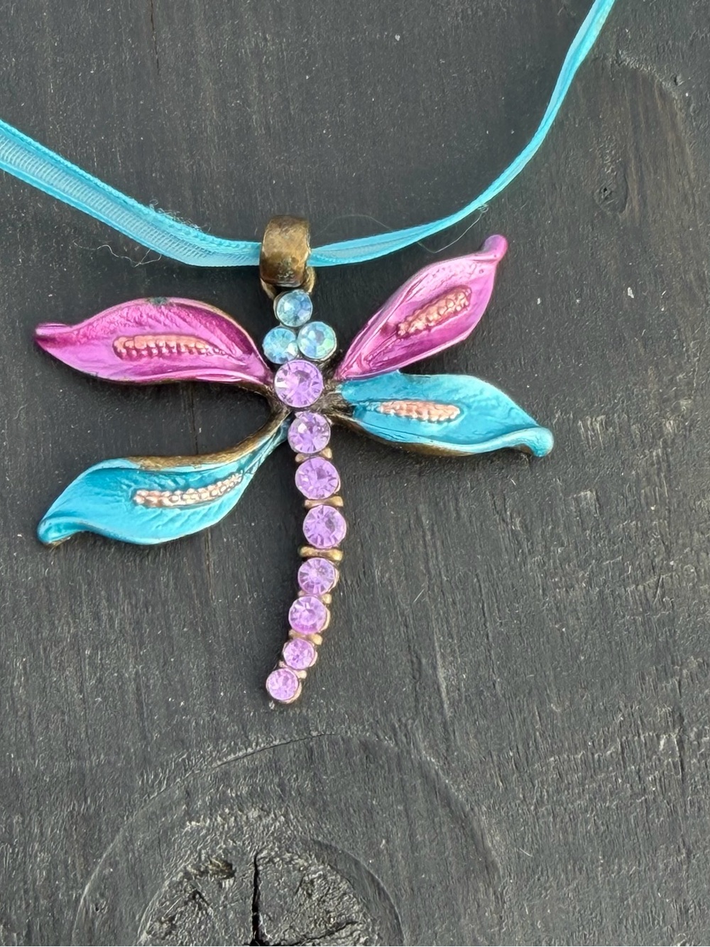 Dragonfly Pendant in Pink & Turquoise